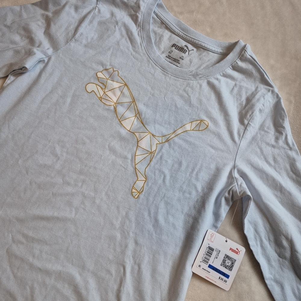 NWT PUMA kids blue with logo long sleeve shirt